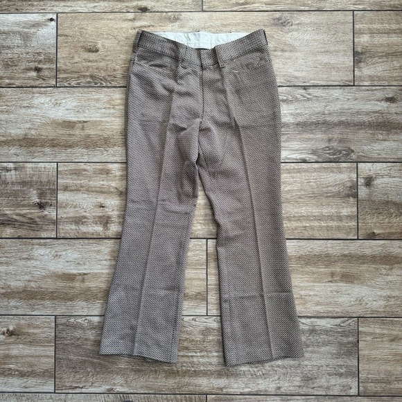 Vintage Sears Perma Prest Pants Brown Flat Front Slacks - Picture 3 of 8